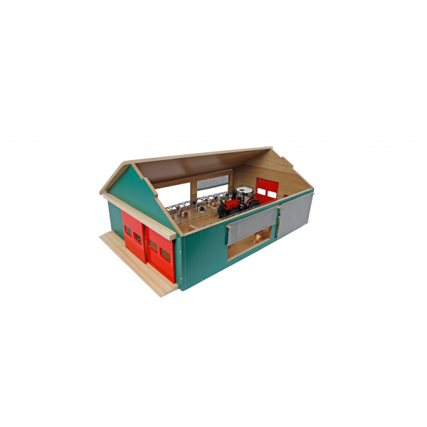 Open stal met windbreekgaas
