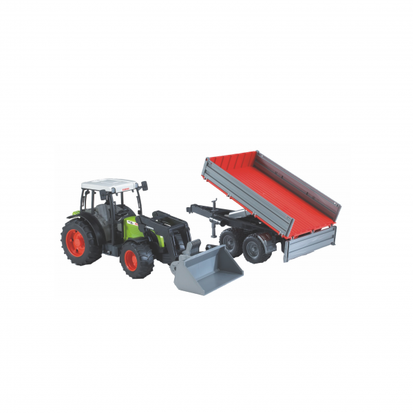 Claas Nectis 267F met voorlader en trailer