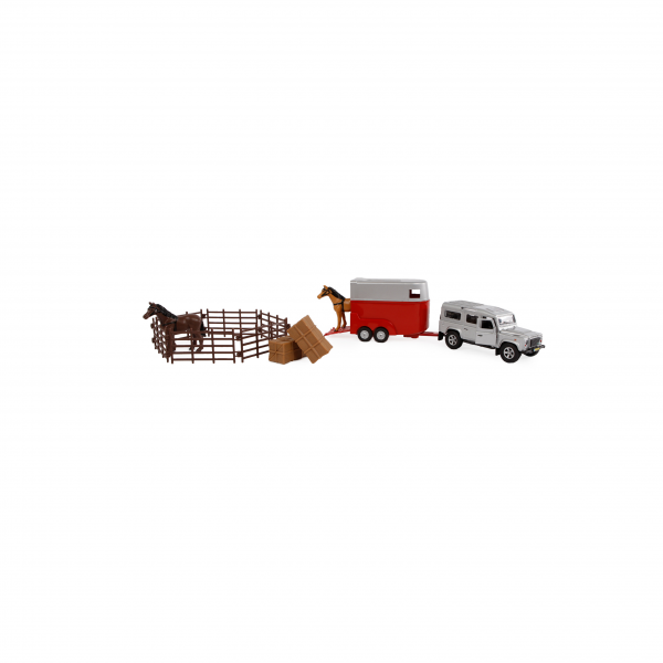 Land Rover met paardentrailer en accessoires