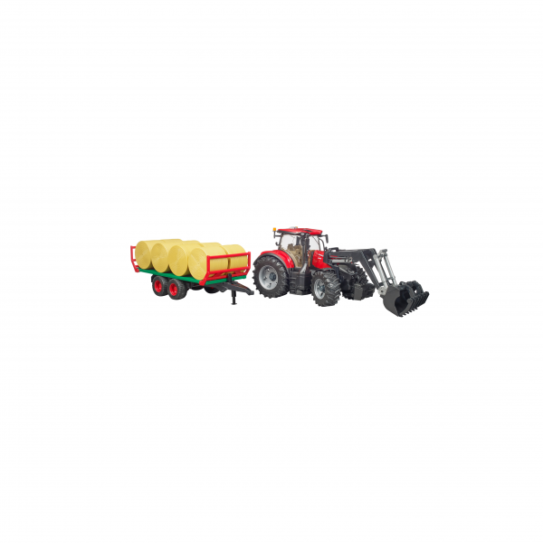 Case IH Optum 300 CVX met voerlader, balenwagen
