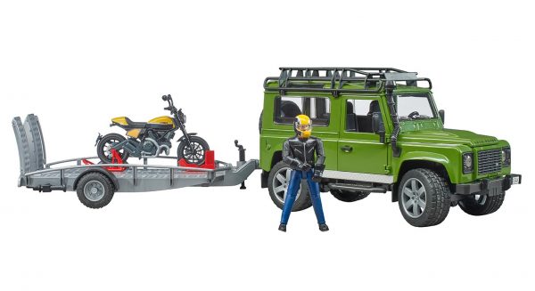 Land Rover Defender, trailer + Scrambler Ducacti Full Throttle