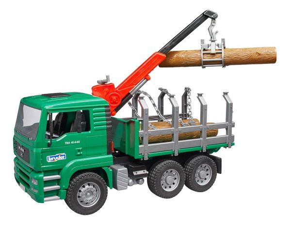 MAN TGA houttransportwagen met kraan en 3 boomstammen