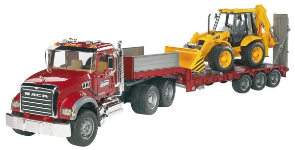 Mack Granite met dieplader en JCB 4CX baggerlader