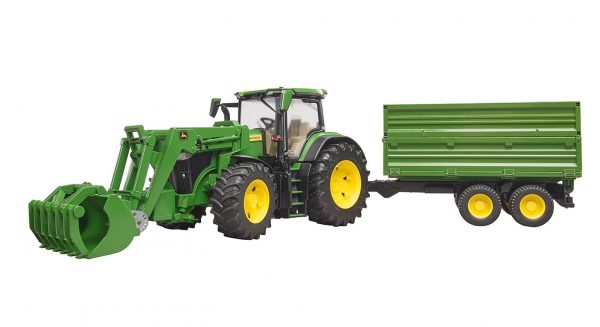 John Deere 7R 350 voorlader en trailer