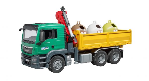 MAN TGS met 3 recycling glascontainers en flessen