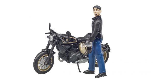 Scrambler Ducacti Cafe Racer en motorrijder