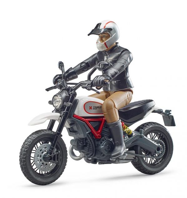 Scrambler Ducati Desert Sled en bestuurder